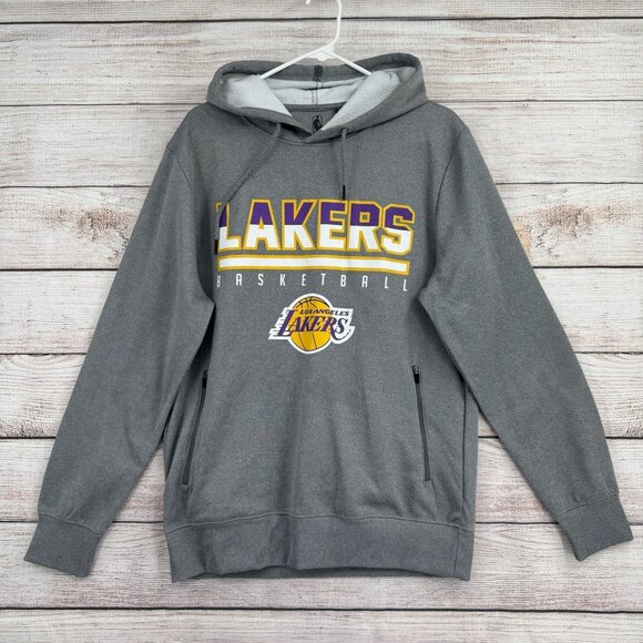 NBA Los Angeles Lakers‎ Basketball Hoodie Sweatshirt Men's Size Medium Gray - Picture 1 of 10
